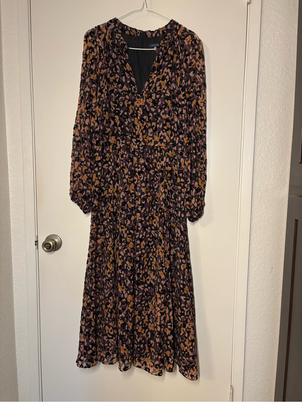 Tommy Hilfiger Black, Brown & Mauve Floral Midi Dress